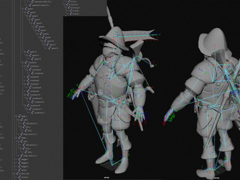 Crossbowman unidade irreal 16 anima&ccedil;&otilde;es rig em maya Modelo 3D