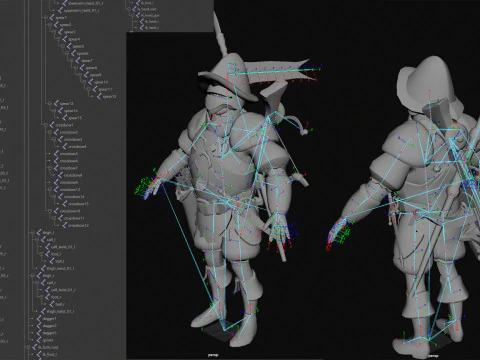 Crossbowman unreal unity 16 animations rig in maya 3D Model