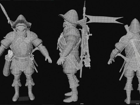 Crossbowman unreal unity 16 animations rig in maya 3D Model