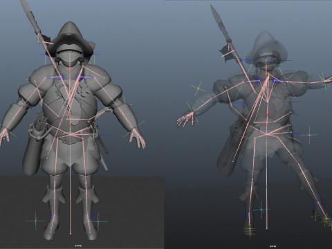 Crossbowman unidade irreal 16 anima&ccedil;&otilde;es rig em maya Modelo 3D