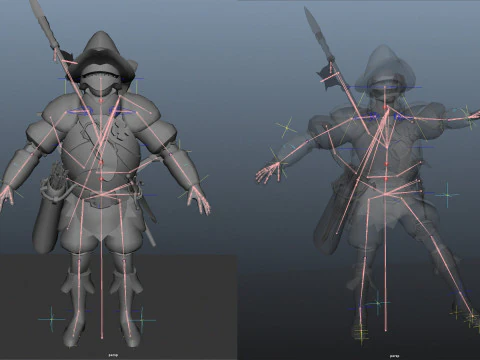 Crossbowman unreal unity 16 animations rig in maya 3D Model