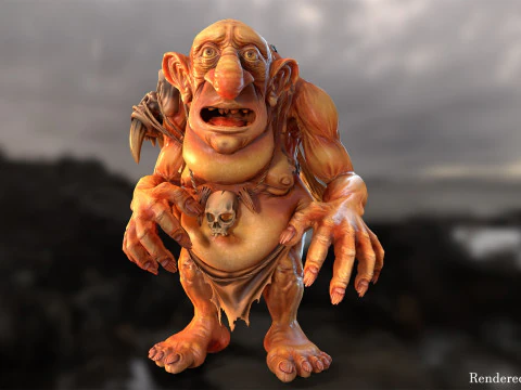 Maya 中的 Troll Unreal Unity 20 动画装备 3D 模型