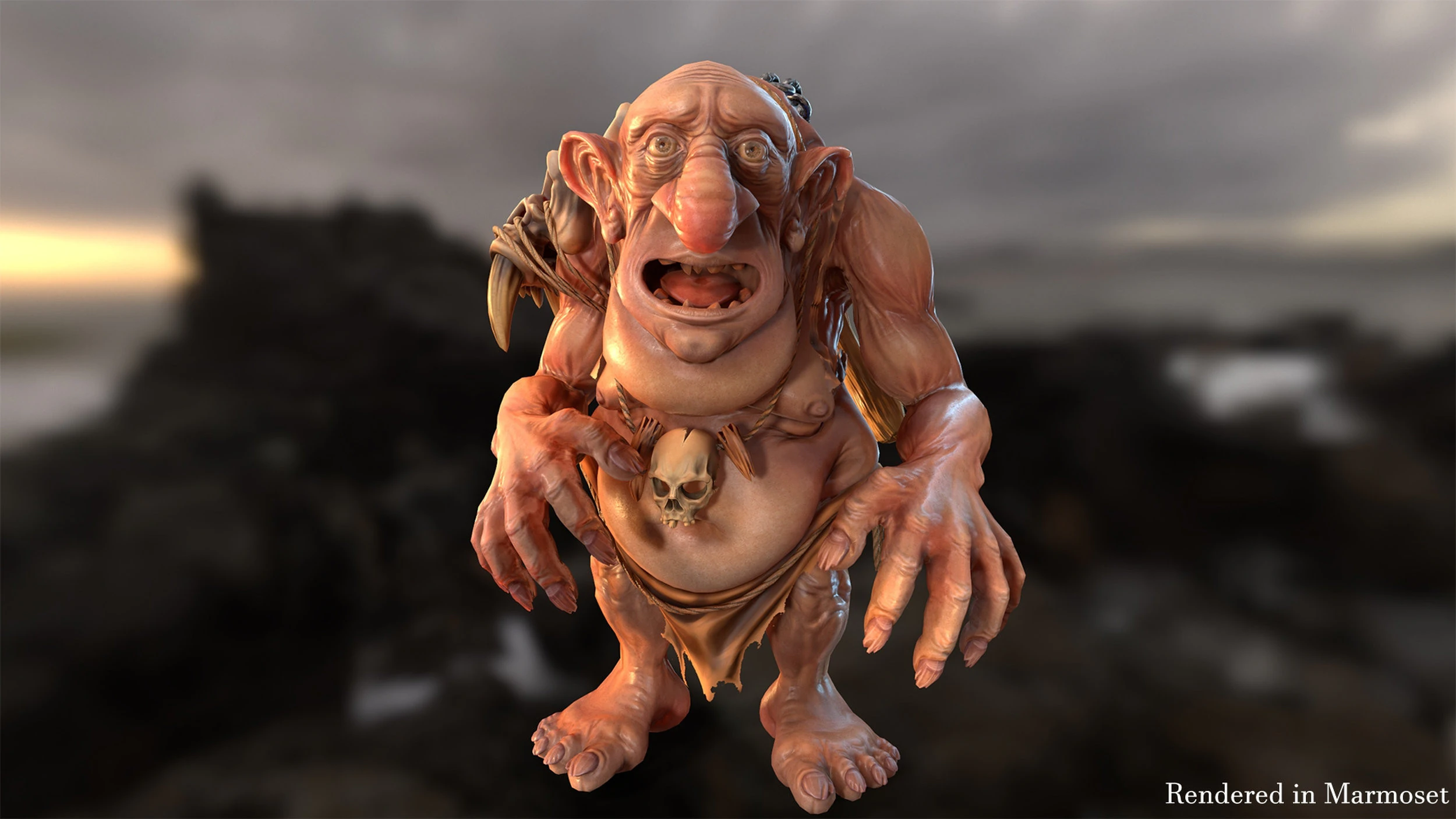 Maya 中的 Troll Unreal Unity 20 动画装备 3D 模型 .c4d .max .obj .3ds .fbx .stl .blend 