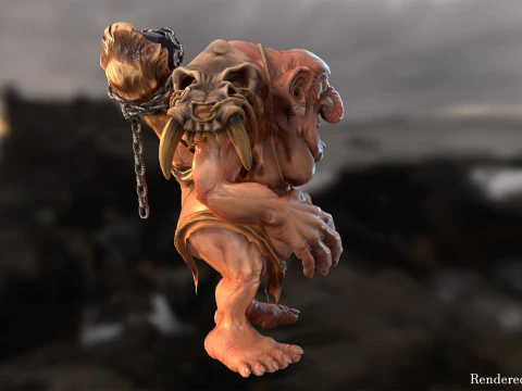 Maya 中的 Troll Unreal Unity 20 动画装备 3D 模型