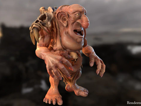 Maya 中的 Troll Unreal Unity 20 动画装备 3D 模型