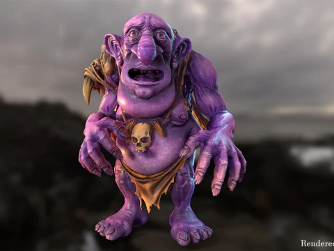 Maya 中的 Troll Unreal Unity 20 动画装备 3D 模型