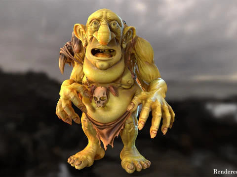 Maya 中的 Troll Unreal Unity 20 动画装备 3D 模型