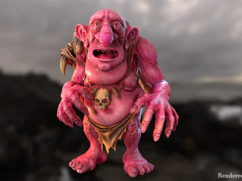 Maya 中的 Troll Unreal Unity 20 动画装备 3D 模型