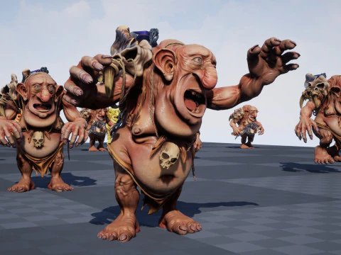 Maya 中的 Troll Unreal Unity 20 动画装备 3D 模型