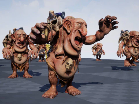 Maya 中的 Troll Unreal Unity 20 动画装备 3D 模型