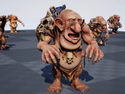 Maya 中的 Troll Unreal Unity 20 动画装备 3D 模型