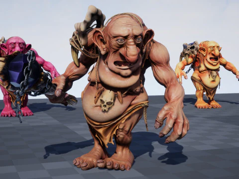 Maya 中的 Troll Unreal Unity 20 动画装备 3D 模型