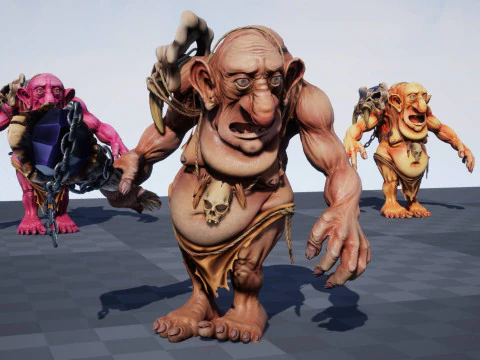 Maya 中的 Troll Unreal Unity 20 动画装备 3D 模型