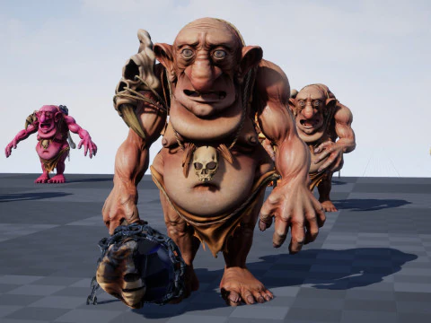 Maya 中的 Troll Unreal Unity 20 动画装备 3D 模型