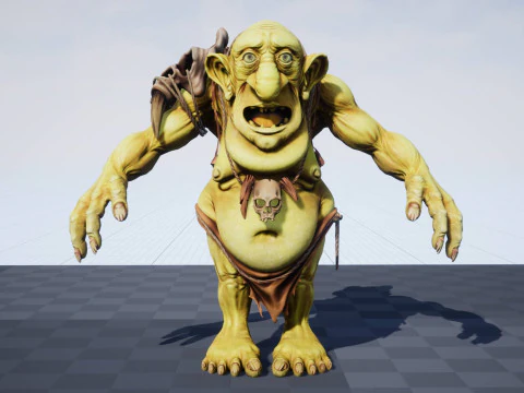 Maya 中的 Troll Unreal Unity 20 动画装备 3D 模型