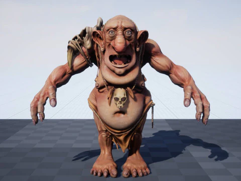 Maya 中的 Troll Unreal Unity 20 动画装备 3D 模型