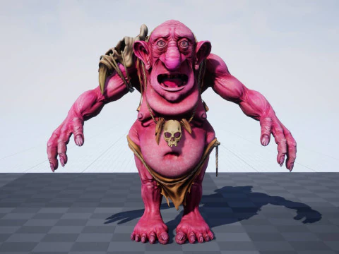 Maya 中的 Troll Unreal Unity 20 动画装备 3D 模型