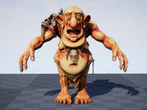 Maya 中的 Troll Unreal Unity 20 动画装备 3D 模型