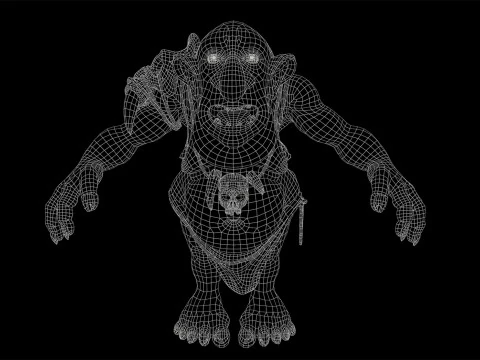 Maya 中的 Troll Unreal Unity 20 动画装备 3D 模型