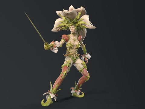 Flower Girl Unreal Unity 26 animazioni rig in Maya Modello 3D