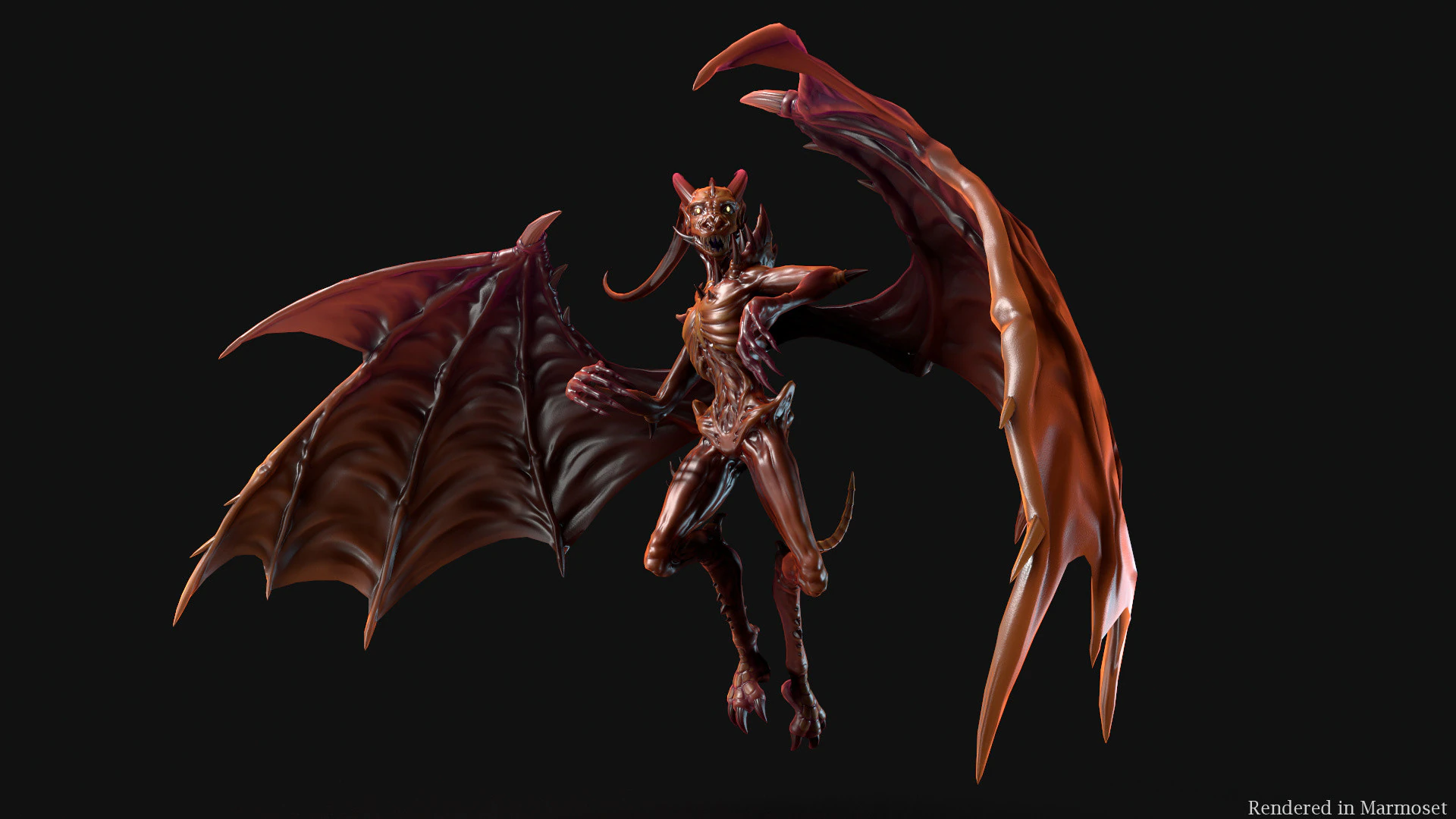 Flying Demon unreal unity 24 animations rig in maya 3D Model .c4d .max .obj .3ds .fbx .stl .blend 