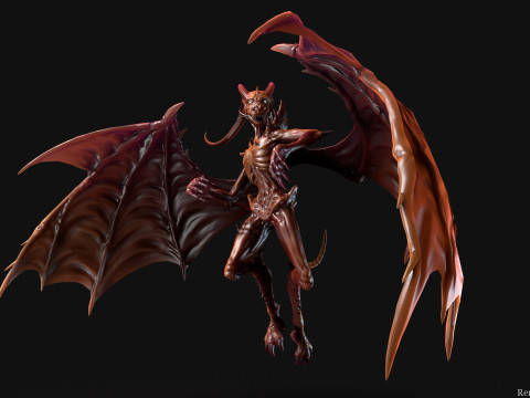 Flying Demon irreal unity 24 animazioni rig in maya Modello 3D