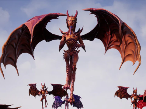 Flying Demon unreal unity 24 animations rig in maya 3D Model