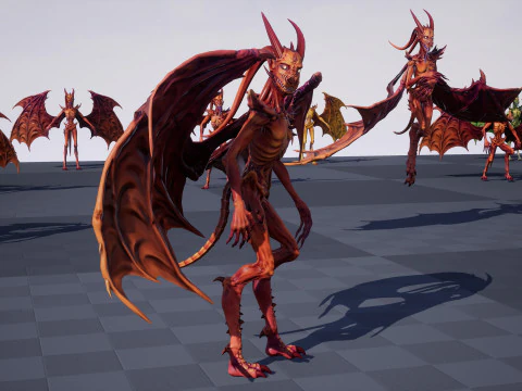 Flying Demon unreal unity 24 animations rig in maya 3D Model