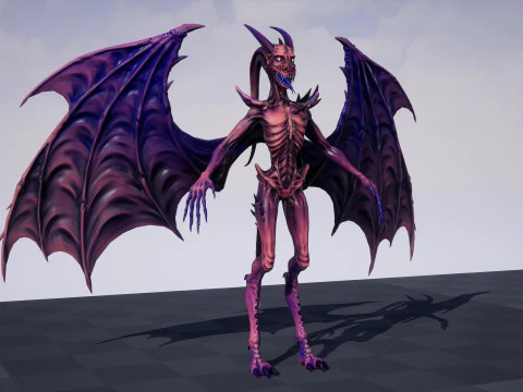 Flying Demon unreal unity 24 animations rig in maya 3D Model