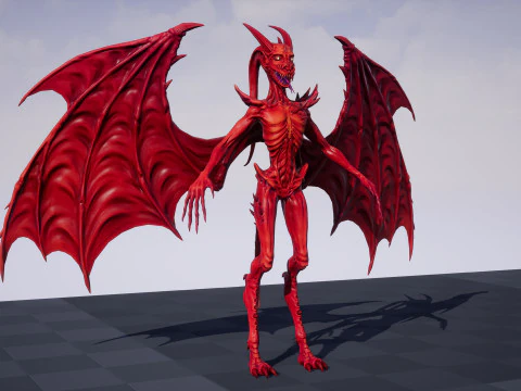 Flying Demon unreal unity 24 animations rig in maya 3D Model