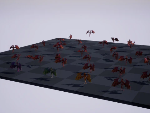Flying Demon unreal unity 24 animations rig in maya 3D Model