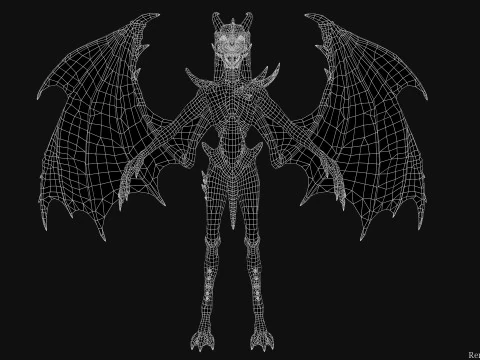 Flying Demon unreal unity 24 animations rig in maya 3D Model