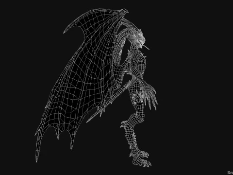 Flying Demon unreal unity 24 animations rig in maya 3D Model