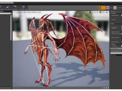 Flying Demon unreal unity 24 animations rig in maya 3D Model