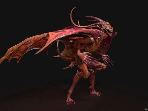 Flying Demon unreal unity 24 animations rig in maya 3D Model