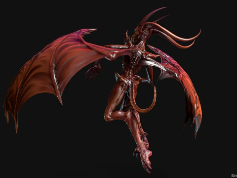 Flying Demon unreal unity 24 animations rig in maya 3D Model