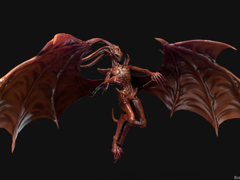 Flying Demon unreal unity 24 animations rig in maya 3D Model