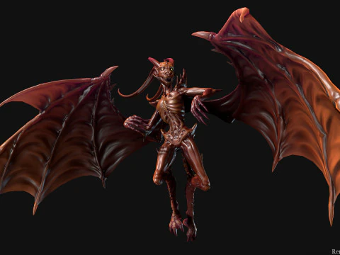 Flying Demon unreal unity 24 animations rig in maya 3D Model