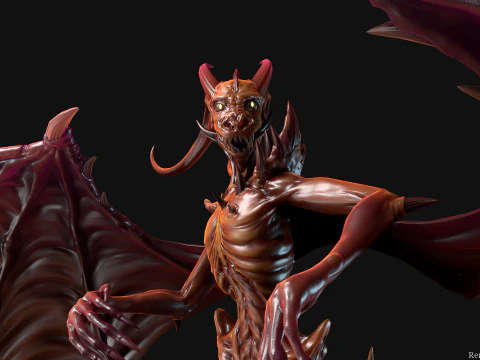 Flying Demon unreal unity 24 animations rig in maya 3D Model