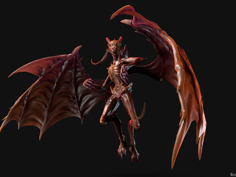 Flying Demon unreal unity 24 animations rig in maya 3D Model