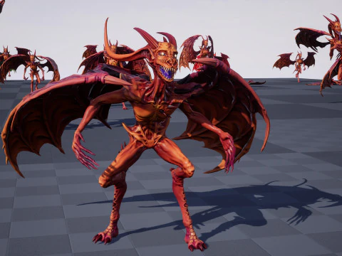 Flying Demon unreal unity 24 animations rig in maya 3D Model