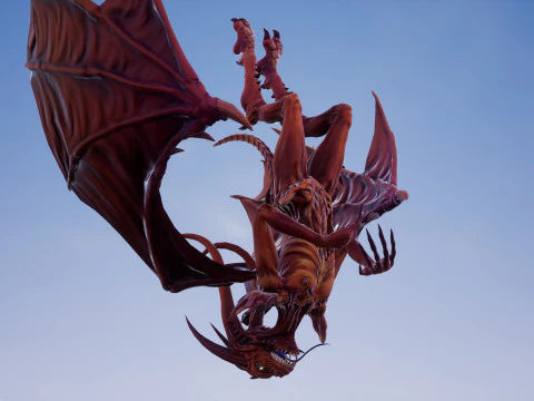 Flying Demon unreal unity 24 animations rig in maya 3D Model