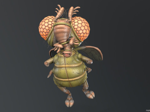 Flying Cartoon Fly Nierealna jedność 19 animacji w Mayi Model 3D