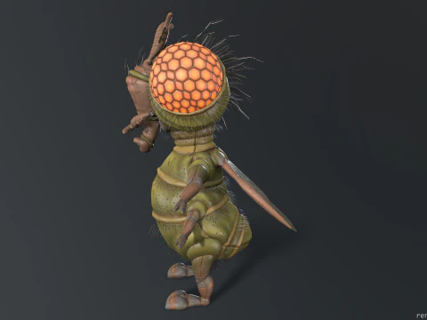 Flying Cartoon Fly unreal unity 19 animations rig in maya 3D Model