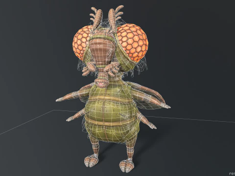Flying Cartoon Fly unreal unity 19 animations rig in maya 3D Model