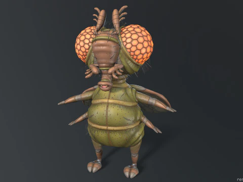 Flying Cartoon Fly unreal unity 19 animations rig in maya 3D Model