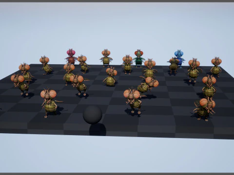 Flying Cartoon Fly unreal unity 19 animations rig in maya 3D Model