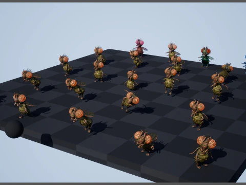 Flying Cartoon Fly unreal unity 19 animations rig in maya 3D Model