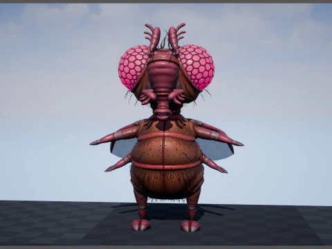 Flying Cartoon Fly unreal unity 19 animations rig in maya 3D Model