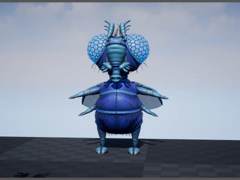 Flying Cartoon Fly unreal unity 19 animations rig in maya 3D Model